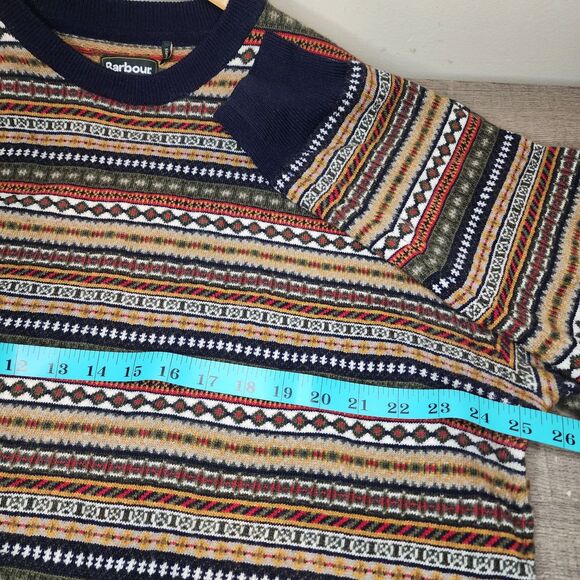 Barbour Merino Wool Cashmere Sweater Nordic Fair Isle Aztec Men's XXL 2X - Picture 11 of 14